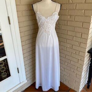 Vtg Lily of France Rosa Puleo-Szule Lingerie Satin Lace Nightgown Women M Bridal